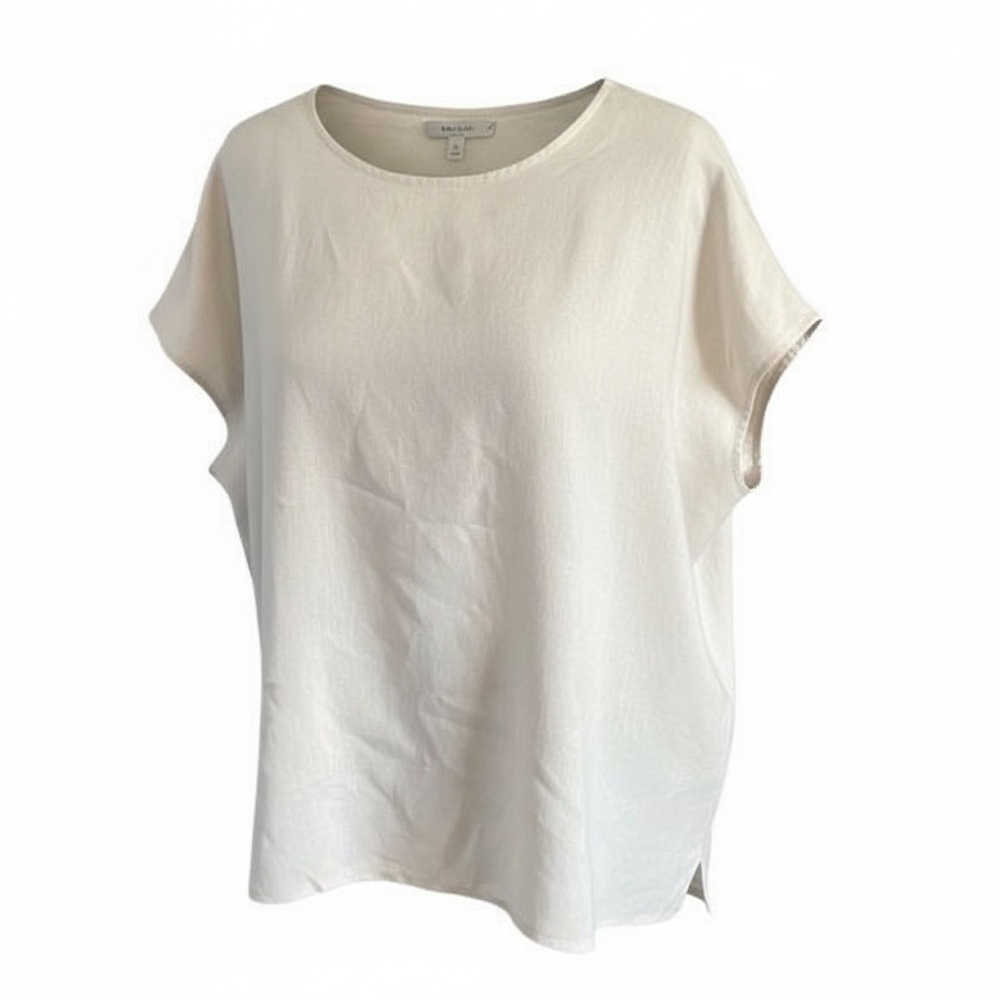 M.M. Lafleur Women's Crew Neck SleevelessWomen's Blouse Light Gray Size Large